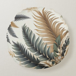 Coussin Rond Botanique Tropical - Lush & Vibrant
