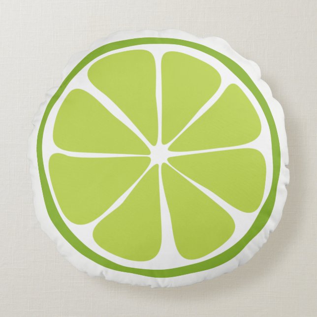 Coussin rond Citrus Lime d'été (Devant)