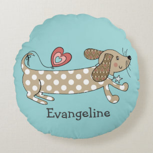 Coussin rond Dachshund Saucisse Personnalisé