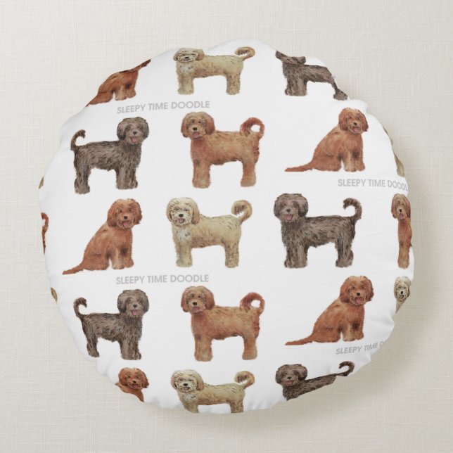 Coussin rond d'AMOUR de LABRADOODLE (Dos)