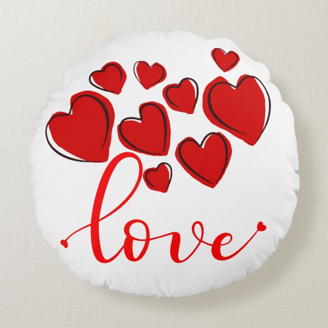 Coussin rond d'amour personnalisé (Devant)