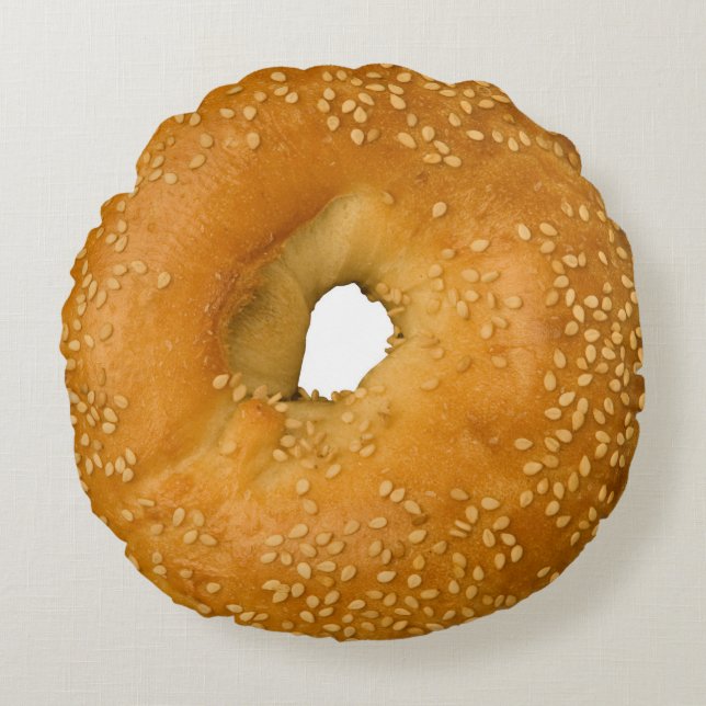 Coussin rond de bagel de sésame (Devant)