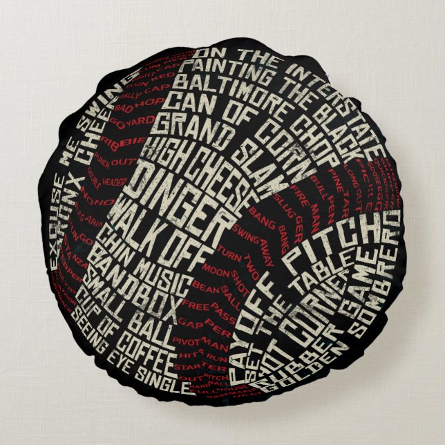 Coussin rond de baseball Jargon Slang Typographie (Dos)