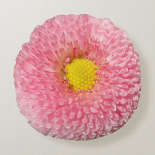 Coussin rond de beauté florale rose de marguerite