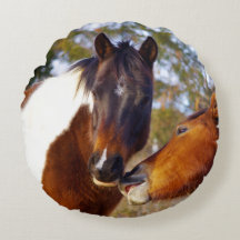 Coussin rond de cheval mignon de peinture
