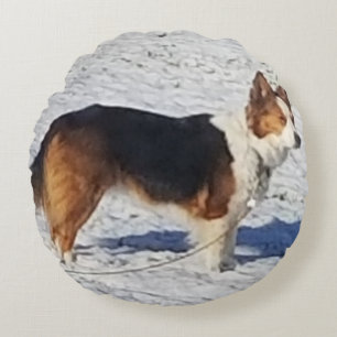 Coussin rond de chien de neige