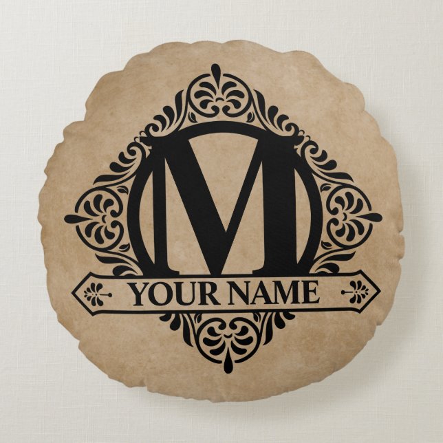 Coussin rond de conception monographique Ornat (Devant)