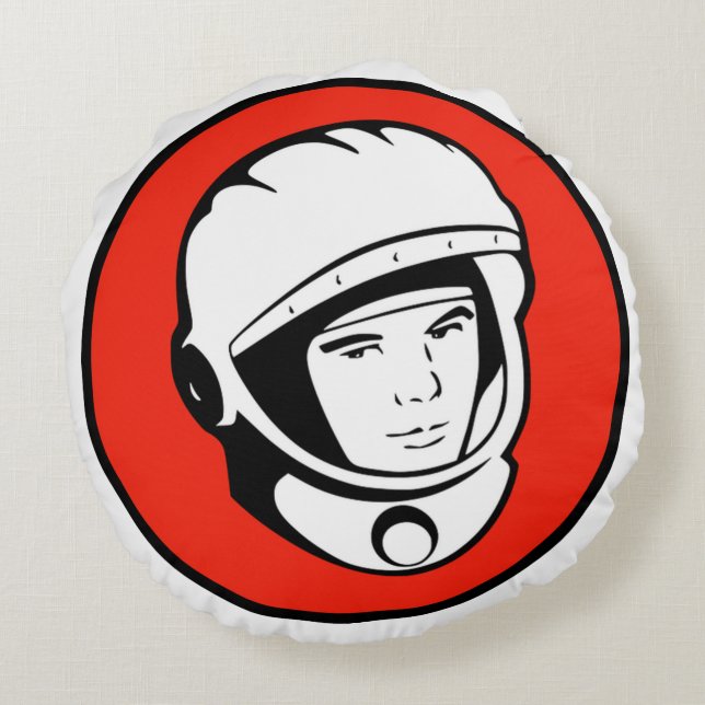 Coussin rond de cosmonaute soviétique rouge (Dos)