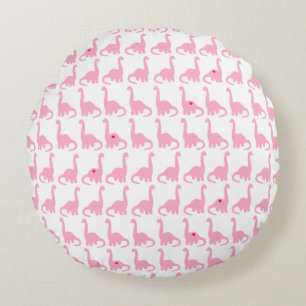 Coussin rond de dinosaure rose