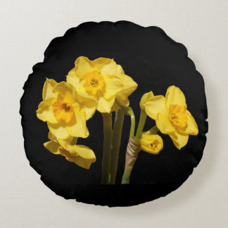 Coussin rond de fleurs de jonquille