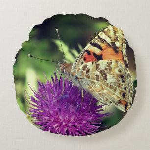 Coussin rond de jet de photo de papillon