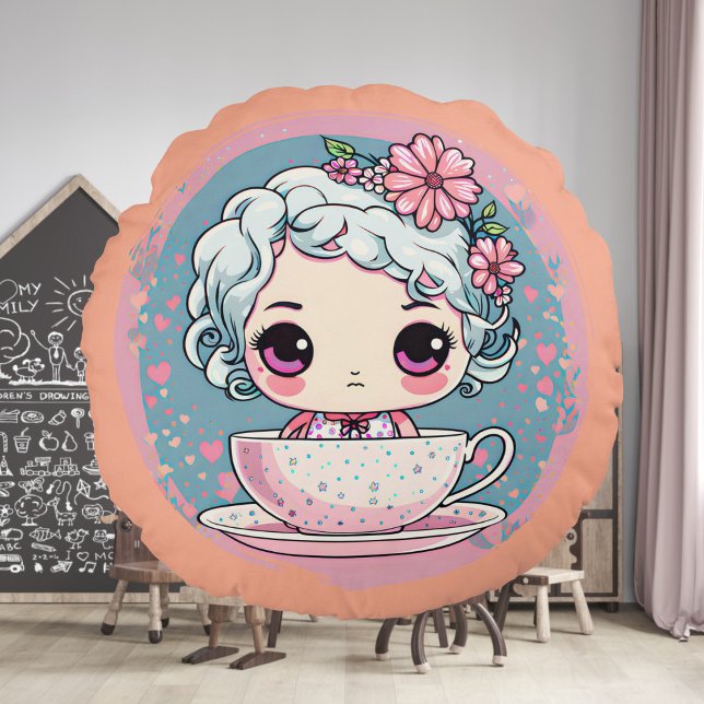 Coussin rond de la poupée de la Coupe de Thé (Créateur téléchargé)