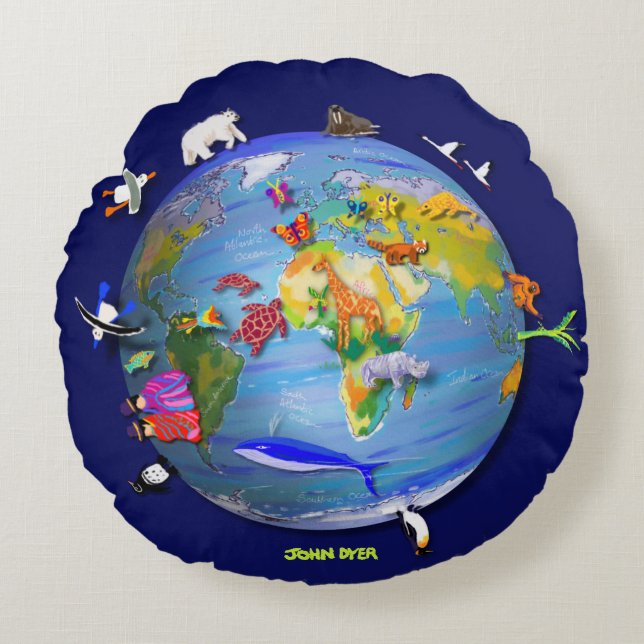 Coussin rond de la terre de planète avec les (Devant)