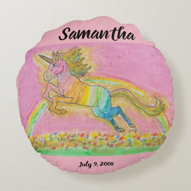 Coussin rond de licorne de Samantha (Dos)