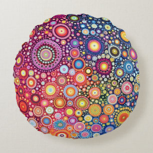 Coussin rond de Mandala Boho Circles