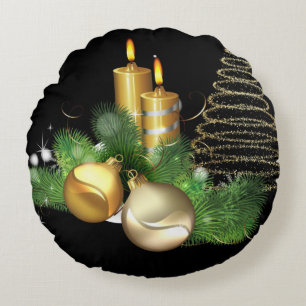 Coussin rond de Noël, Bougie de Noël