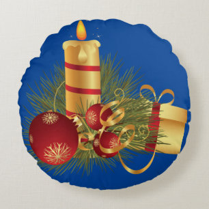 Coussin rond de Noël, Bougie de Noël