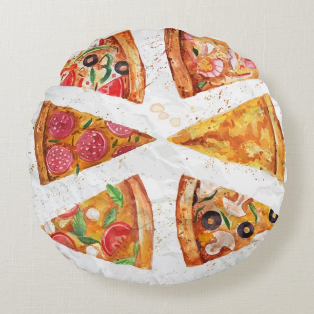 Coussin rond de pizza (Devant)