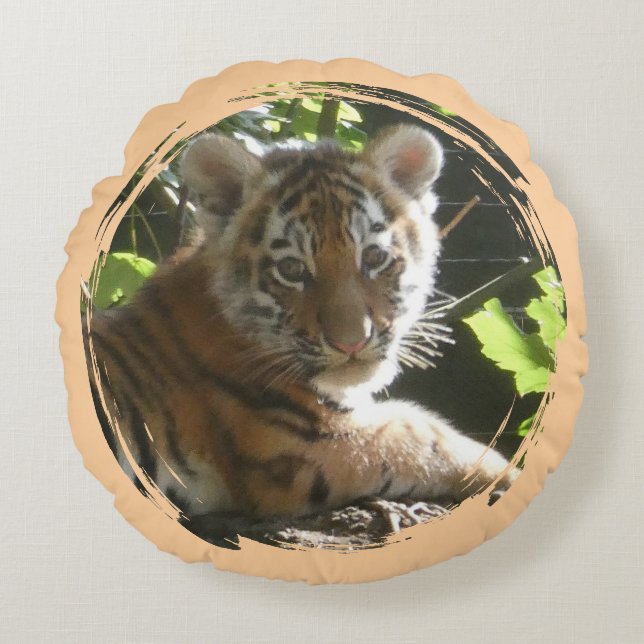 Coussin rond de tigre de bébé mou (Devant)