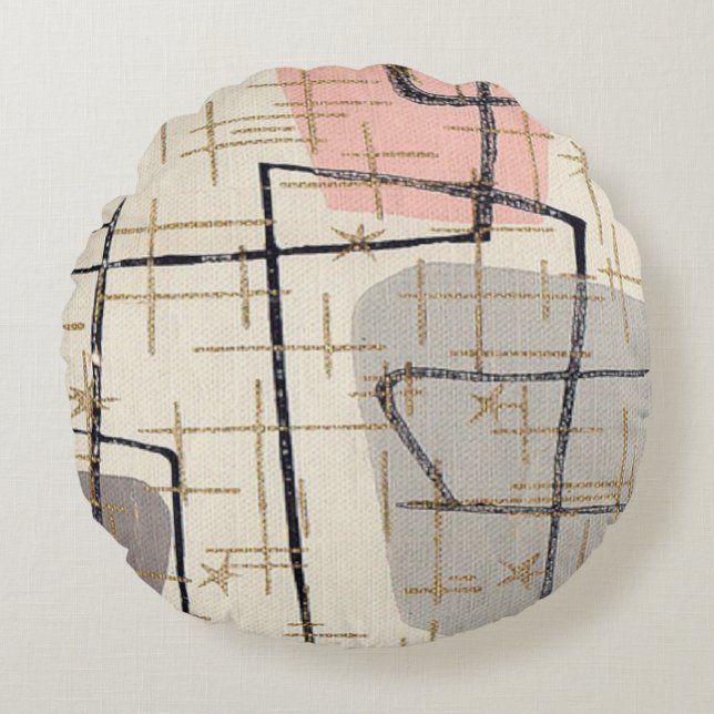 Coussin rond de tissu abstrait moderne de la (Devant)