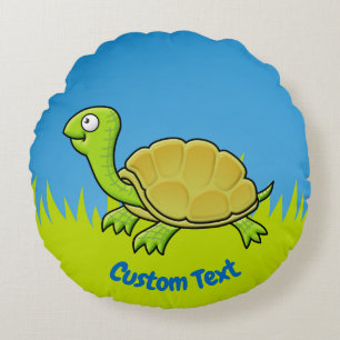 Coussin rond de tortue caricaturale