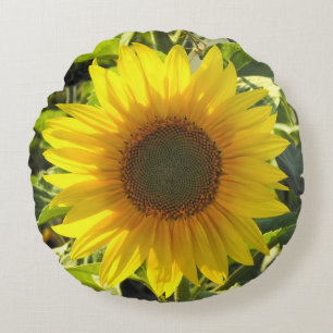 Coussin rond de tournesol d'été