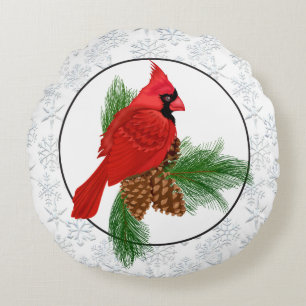 Coussin rond de vacances cardinales de Noël