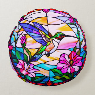 Coussin Rond Décoratif Colibri Coloré
