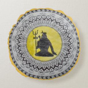 Coussin rond décoratif Mandala du Seigneur Shiva