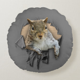 Coussin rond d'écureuil-chemise arraché