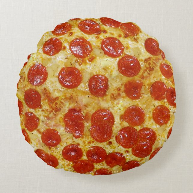 Coussin rond d'impression de pizza (Devant)