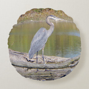 Coussin rond double face Blue Heron