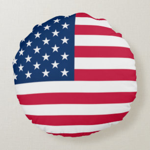 Coussin rond du drapeau américain patriotique