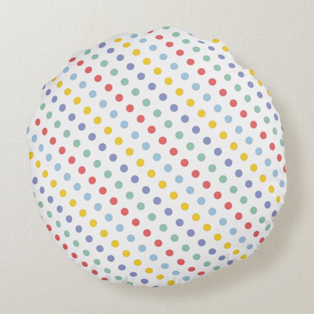 Coussin rond du Motif de la Polka Rainbow Spring (Dos)