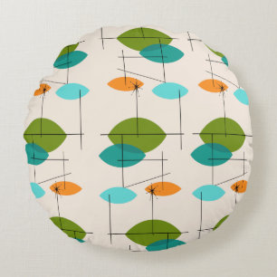 Coussin rond du Motif mobile rétro atomique