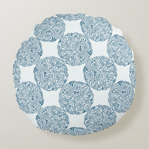 Coussin rond Élégance de jardin bleu sarcelle