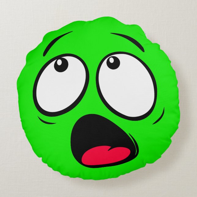 Coussin rond Emoji vert épouvé (Dos)