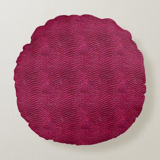 Coussin rond en cuir Faux Raspberry (Devant)