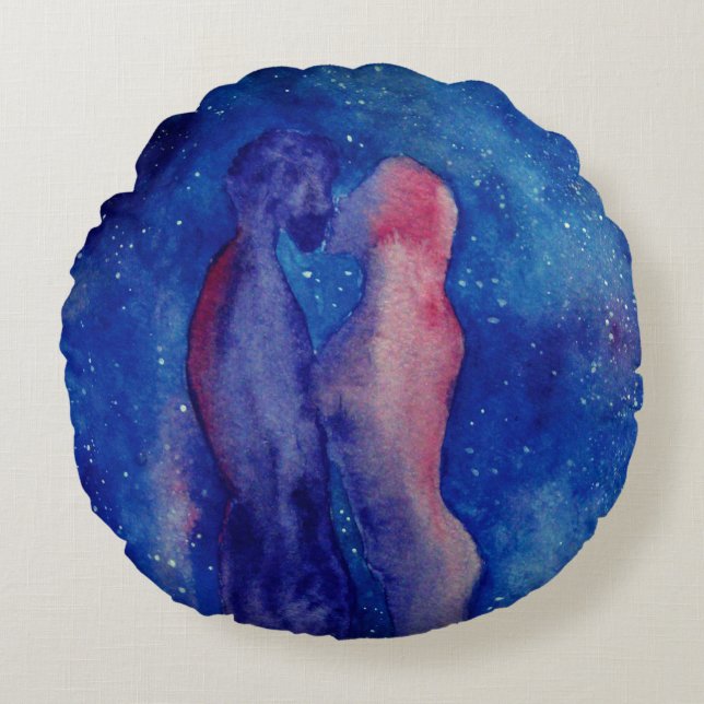 Coussin rond en polyester brossé Kiss (Devant)