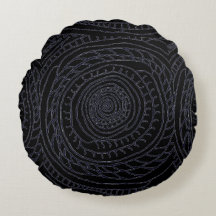 Coussin rond en spirale de Sun (édition noire et