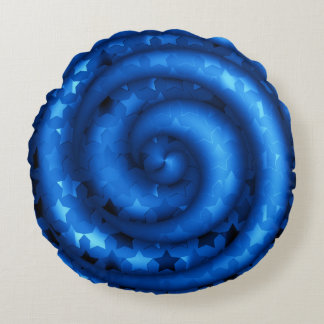 Coussin rond étoile bleue tourbée