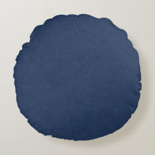 Coussin rond Faux Blue Denim Fabric