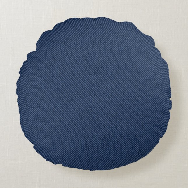 Coussin rond Faux Blue Denim Fabric (Devant)