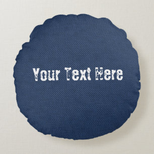 Coussin rond Faux Blue Jeans avec texte personnali