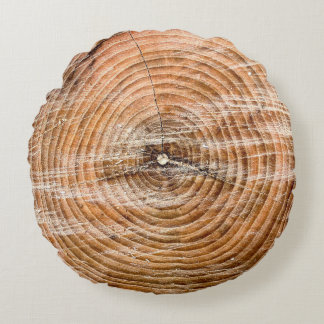 Coussin rond Faux Wood Slice