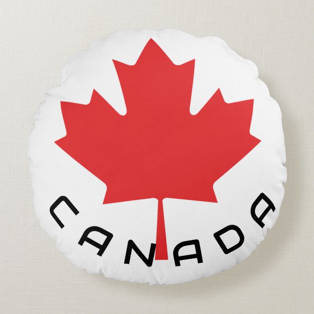 Coussin rond Feuille d'érable rouge canadien - Acc (Devant)