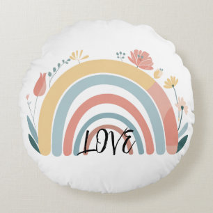 Coussin Rond Floral Bohème Arc-en-ciel