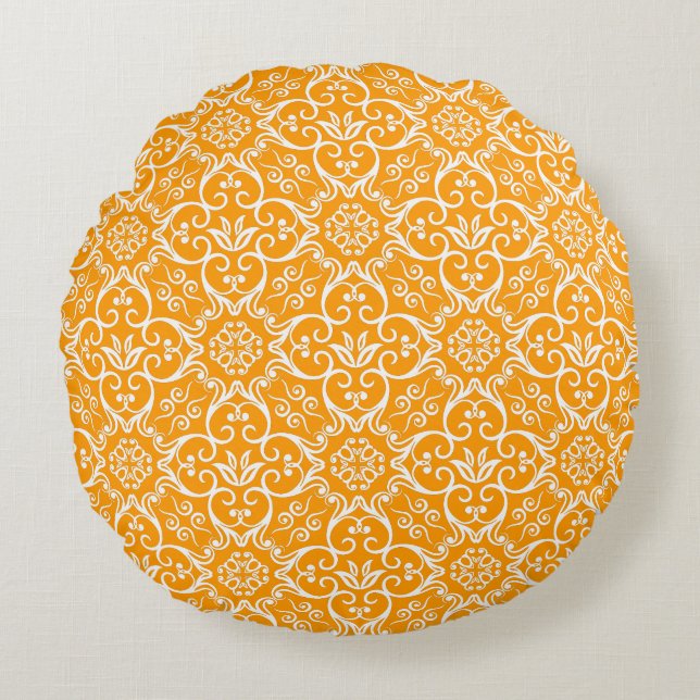 Coussin rond Gold & White Damask (Devant)