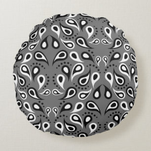 coussin rond gris paisley