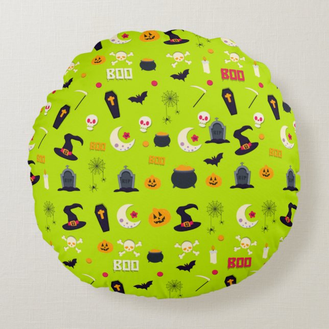 Coussin rond Halloween (Devant)